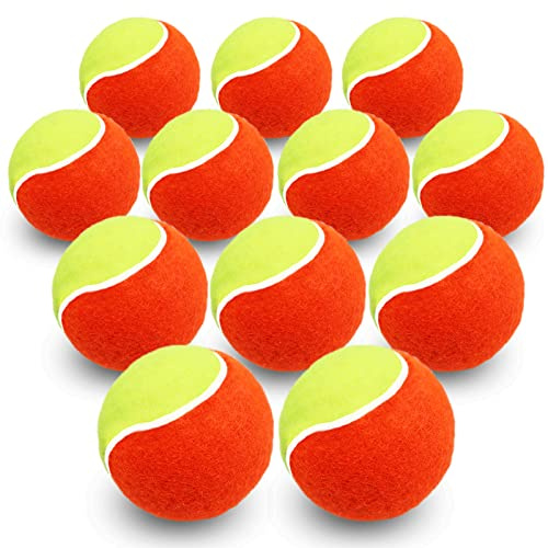 FINGER TEN Kids Tennis Balls Soft Elastic Low Compression Stage Pressureless Bulk Training Tool Color Orange for Outdoor Youth Beginner Practice (12 Pack in Orange)