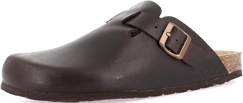 Grunland Roby CB7034 Men's Sabot Mules, Leather Sandals Made in Italy... (Mogano, us_Footwear_Size_System, Adult, Men, Numeric, Medium, Numeric_14)