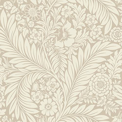 Sample 53 x 53cm Florence Natural Floral Leaf Wallpaper Cream Contemporary Flower Smooth
