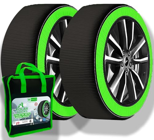 W-Parts Polar Socks - Coppia di Calze da neve W-Parts - Catene Da Neve - OMOLOGATE in ITALIA ed EUROPA - Con Borsa di trasporto + Coppia Guanti di plastica lunghi (Taglia XXL)