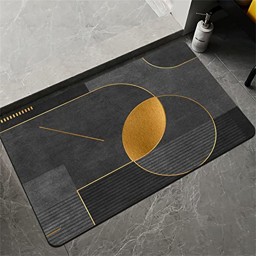 Badezimmerteppich Super Absorbierende Rutschfester Badematte, Badematten Badteppich 80x150cm Badvorleger Extra DüNn Schnelltrocknende Waschbare Badematte Home Rug, Badmatte Bodenmatte Floor Mat Grau
