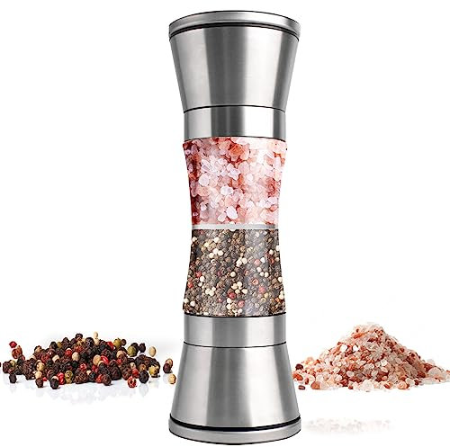 Cyiecw 2 en 1 Molinillo de Sal y Pimienta, Manual de Acero Inoxidable con Sal Ajustable y Juego de Molinillo de Pimienta