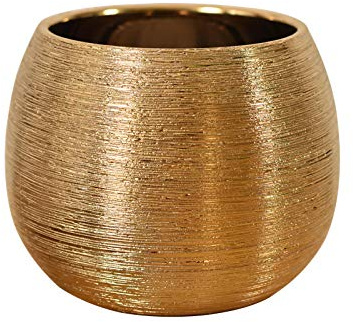 pdodo Gold Blumentopf Keramik, Dekorierten Übertopf, Blumentöpfe für den Innenbereich für Sukkulentenn,Runde Orchideen-Blumentöpfe, Blumentöpfe für Schlangenpflanzen, Kräuter im Innenbereich