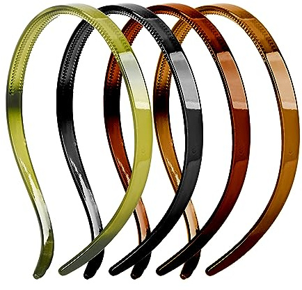 Adorila Confezione da 4 fasce in plastica tinta unita per donne, fascia progettata per occhiali, pettine, fasce per capelli fasce per capelli