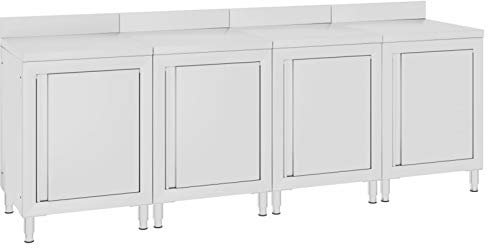 Festnight Arbeitsschrank Edelstahl 240x60x96 cm Edelstahl Arbeitstisch Außenküche Gartenküche Grillschrank Outdoor Edelstahlschrank Küchenunterschrank