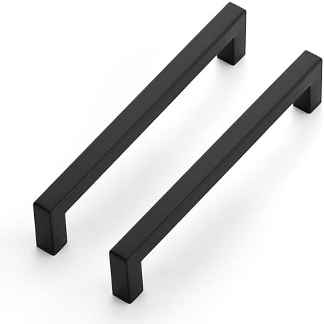 Ravinte 15 Pack Kitchen Door Handles Black Handles for Cupboard 160mm | Square Bar Grip, Smooth Pull Feel, For Cupboards, Wardrobes, Cabinets, Drawers, Kitchen Door Hardware, Furniture Restyle