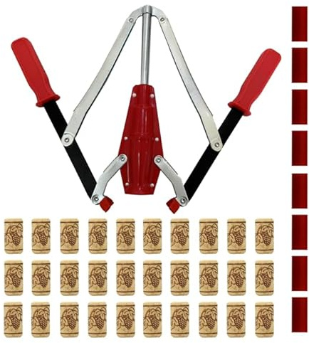 WENNING Manual Wine Bottle Double Lever Hand Corker Wine Corker with 30 count Wine Corks for Home Brewing