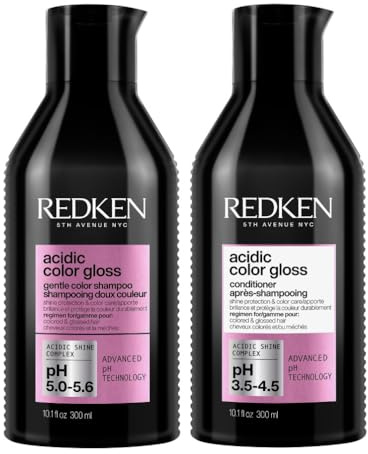 Redken Pflegeset für Reinigung und Farbschutz bei gefärbtem Haar, Langanhaltende Farbbrillianz, Mit Glanzkomplex & pH-ausgleichende Formel, Acidic Color Gloss Shampoo & Conditioner (je 300 ml)
