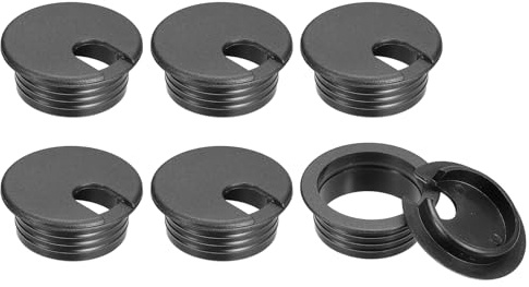 sourcing map Cable Hole Cover, 6Pcs 45mm/1-3/4inch ABS Desk Cable Wire Cord Grommet Hole Cover for Office Computer Desk Wire Organizer, Black