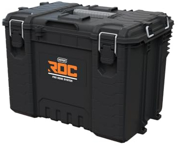 Keter ROC Pro Gear Robuster XL-Werkzeugkasten, modular, stapelbar, leicht, langlebig, IP65 wasserdicht, Schwarz