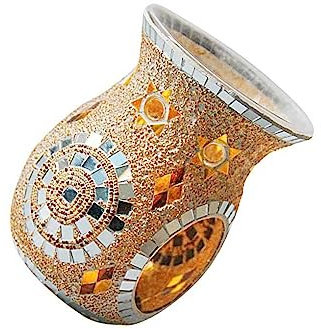 osiuujkw Bruciatore di cera aromatica Bruciatore di olio di vetro luminoso Aromaterapia Scaldacera leggero Diffusore di profumo Supporto per fusione per arredamento, Argento