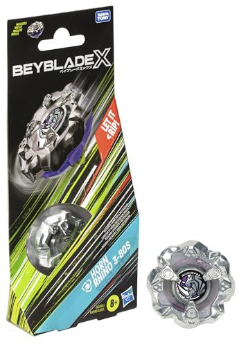 Beyblade X Horn Rhino 3-80S Kreisel Booster Pack, rechtsdrehender Abwehr-Typ mit X-Celerator, mit 2 Klicks aufbauen und in der Arena kämpfen, für Kinder ab 8 Jahren