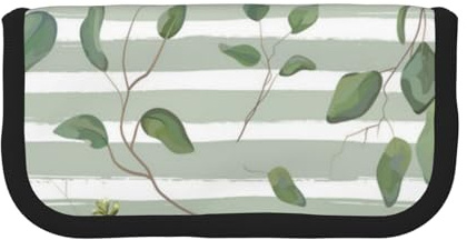 YUNWEIKEJI Grüner Silberdollar-Eukalyptus, Federmäppchen, Federmäppchen aus Segeltuch, großes Fassungsvermögen, Federmäppchen, Kosmetiktasche