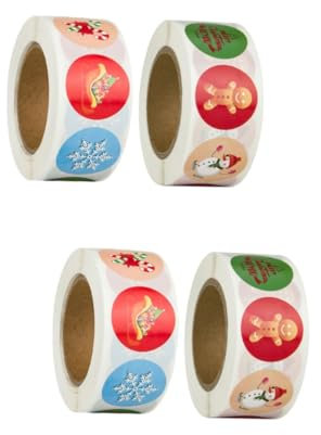 STOBOK 4rollen Weihnachtsaufkleber Mit Verschiedenen Designs Selbstklebende Dekorationsetiketten Für Für Partys Und Feiertagsfeiern