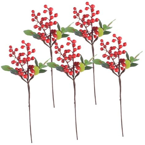 ORFOFE Weihnachtsbeeren-Picks Künstliche Stechpalmenbeerenzweige Dekorative Beerenstiele Für Die Weihnachtsdekoration