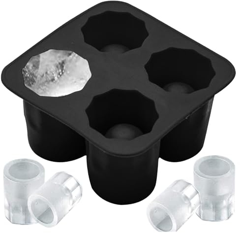 Molde de silicona para vaso de chupito, 4 cavidades, redondo, molde de vaso de chupito de hielo, reutilizable, antiadherente, con capacidad para 28.3 g cada uno para congelador, cóctel, whisky, hogar