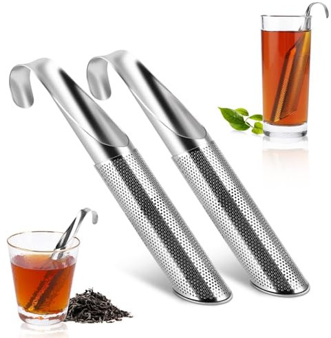 Difusor de té de acero inoxidable, 2 unidades, colador de té para té suelto, vaporizador de té, filtro de té con mango largo para té, café, especias