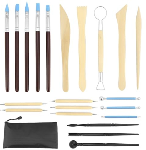 QWORK® 22 Pezzi Set di Strumenti per Modellare, Strumenti in Ceramica, Strumento per Modellare l'Argilla, per Incisione Artistica Modellazione in Rilievo Fai da Te