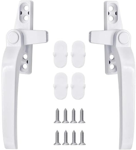 Paicreate 2Pcs Ambidextrous Zinc Alloy Window Handle, Suitable for Windows and Sliding Doors (White, 14.5 cm x 2 cm)