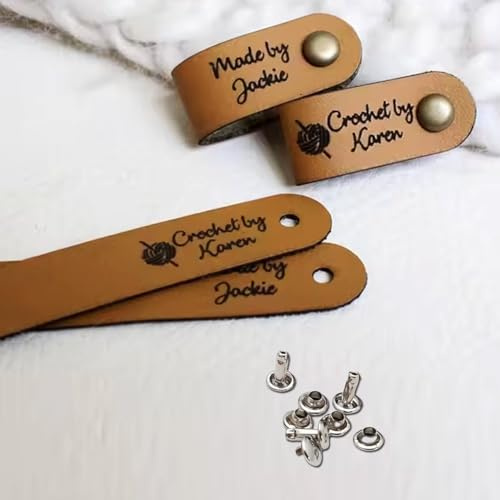 Etiquetas De Cuero Con Logotipo De Texto Personalizado For Remaches, Tejer Ropa, Personalizar Etiquetas De Costura Grabadas Con Ropa Plegable, Sombreros, Accesorios De Bricolaje(S2)