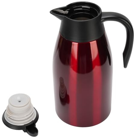 Luocute Cafetière isotherme de 2 L en acier inoxydable 316 à double paroi isotherme sous vide, rouge, avec isolation de 24 heures pour la maison, le dortoir, le bureau