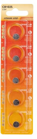 Pilas de botón CR1025 3V Litio manganeso Pack de 5 Unidades Larga duración 10x2.5mm