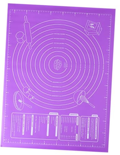 Mikinona Tappetino per Impastare in Silicone Spesso 60x46 Cm Antiscivolo Viola per Cucina e Forno, Tappetino da Pasticceria Riutilizzabile per Pizza, Pane e Biscotti