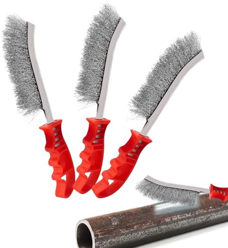 Juego de 3 cepillos de alambre, cepillo de alambre de mano de latón, cepillo de alambre de mano, cepillo de latón para la limpieza de escorias de soldadura y óxido