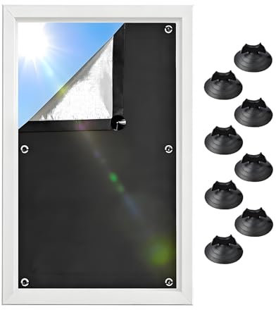 Dachfenster Verdunkelung Anpassen Größen, 100% Verdunklungs Silberbeschichtung Verdunkelungsrollo, Dachfenster Sonnenschutz mit Saugnäpfen, Verdunklungsrollo Ohne Bohren für Büros, Oberlichter