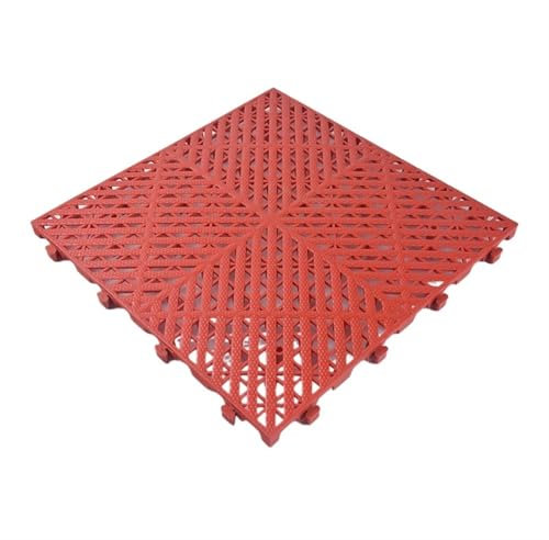 Piastrelle modulari ventilate Piastrelle di drenaggio ventilate antiscivolo, pavimento modulare in plastica in polipropilene, piastrelle for pavimenti da garage for autolavaggio, 40x40x2 cm(Red)