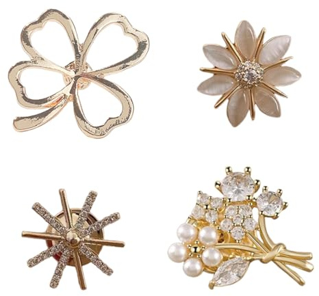 COYUN 4 Pcs Brosche Damen, Broschen Set Für Kleidung,Elegante Damen Broschen, Brosche Ausschnitt Verkleinern,Anti-Exposure Fixed Brooches Pins,Cardigan Clips,Schleppennadel Für Brautkleid,Kleider Clip