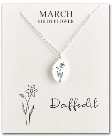 Philip Jones March Birth Flower Daffodil Necklace with Card