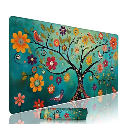 Tapis de Souris Abstrait sous Main Bureau Tapis de Souris Gaming XXL 1400x600x3mm Mouse Pad Caoutchouc Arbre Grand sous Main Gamer Accessoires PC Imperméable, pour Clavier Ordinateur Portable w-8388