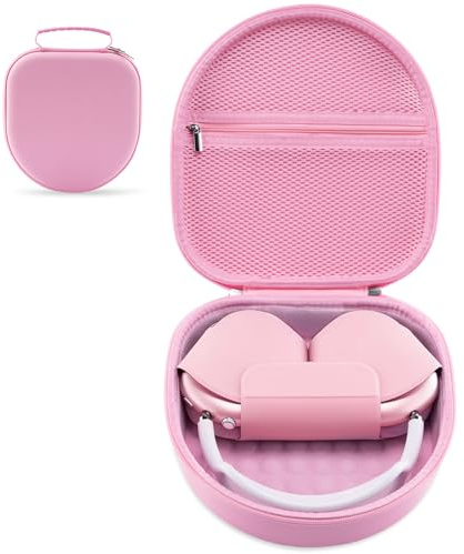 Case for Apple Airpods Max 2/ Airpods Max Headphones, Travel Portable Headphone Hard Case Cover Bag, Mesh Pouch with Zipper for Charger and Accessories (Light Pink)