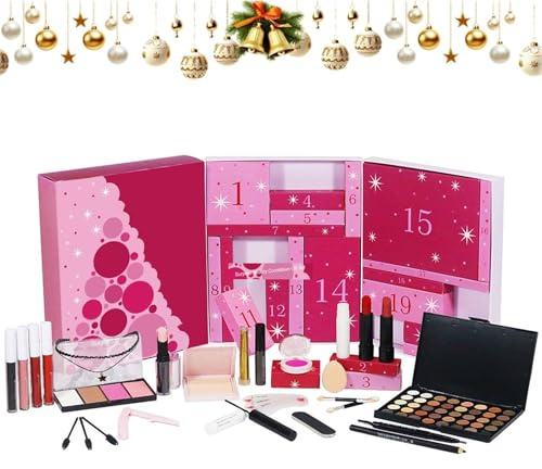 Beauty Adventskalender 2025,Essence Adventskalender, Adventskalender Frauen Beauty,24 Stück Adventskalender 2025 Frauen Makeup Set,Chrismas Schminke Kit,Kosmetik mit Lidschatten, Lippenstift