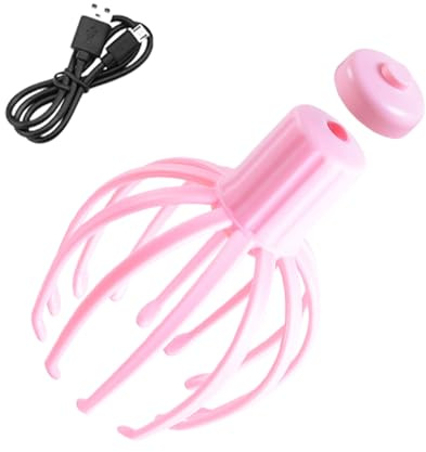 Masajeador de cabeza de pulpo para el cuero cabelludo, raspador eléctrico recargable de 140 g, diseño de PVC de 12 dedos, herramienta de relajación compacta de 12,8 x 12,8 x 18,5 cm, modos de