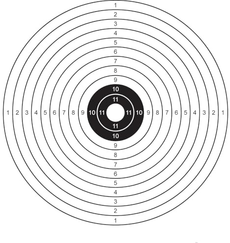 X-Targets Lufgewehr Zielscheiben 14x14 cm aus hochwertiger Spezialkarton für Luftgewehr, Airsoft Luftpistole, Nummeriert 1-11 mit weißem Zentrum