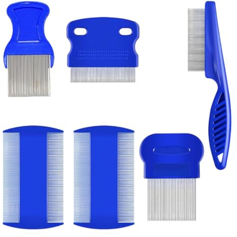 AEUXZA 6 Pezzi Pettine per Pulci per Cani e Gatti Set Professionale Pettinino per Pidocchi 0,15mm Denti Stretti in Acciaio Inox per Rimuovere Parassiti