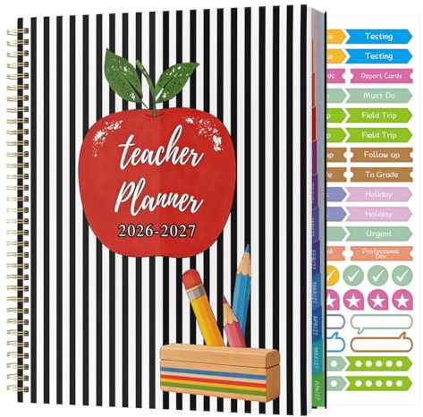 Teacher Planner 2026-2027 Academic Year, Academic Diary Teachers Lesson Planner Book Jul 2026 - Jun 2027, 8.5x11 Weekly and Monthly Plan Book Organizers with Pocket Folder, Tabs - Floral
