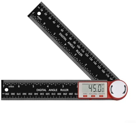 Digitaler Winkelmesser, 5,1 cm, Winkellineal mit LCD-Display, Fiberglas-Messwerkzeug für Holzbearbeitung, Gradauflösung, Halte- und Umkehrfunktion, Schwarz Weiß Rot (Rot und Schwarz)