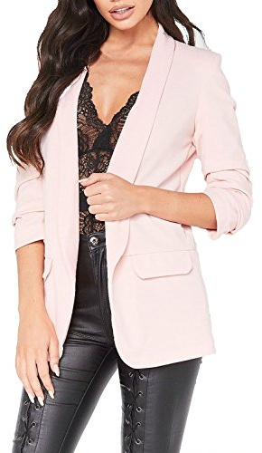 Red Olives® New Ladies Frill Ruffle 3/4 Sleeve Duster Coat Women Jacket Blazer UK 8-26 (Nude, 12-14)