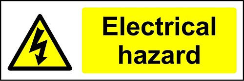 Warning Electrical hazard safety sign - Self adhesive sticker 150mm x 50mm