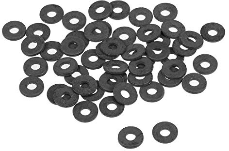 sourcing map 50Stk, Nylon Flache Unterlegscheiben M3 für 3 mm ID Schraubenbolzen 8 mm AD 1 mm Dick Distanzhülsen Dichtungsringe Beilagscheiben für Wasserhahn Rohr Wasserschlauch Schwarz