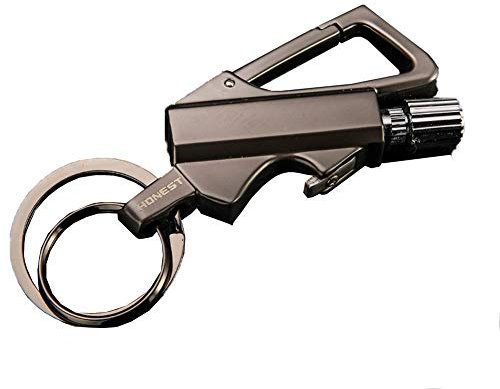 Allumettes en Acier Inoxydable Allumettes Permanentes en Métal Un Tire-Bouchon étanches Allumettes avec Porte-clés pour Camping en Plein Air,Black