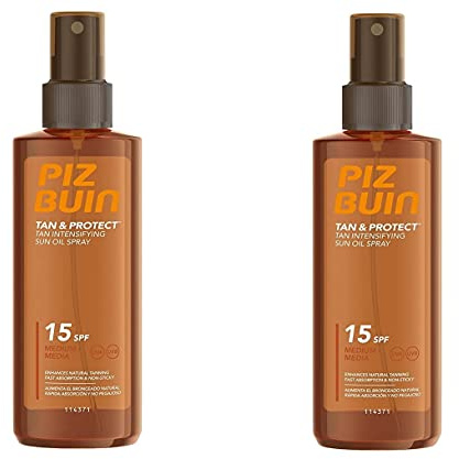 Piz Buin Tan & Protect- Ölspray für eine schnellere & schönere Bräune | 2x 150 ml