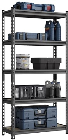 Heavy Duty Steel Shelving Garage Racking Unit 150KG Per Shelf (5 Levels 1500mm H x 750mm W x 300mm D)