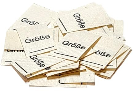 25 Textiletiketten Größe___ (Naturbaumwollband - Schrift Arial)