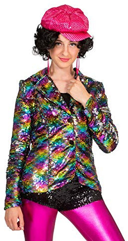 Das Kostümland Rainbow Glitzer Pailletten Jacke für Damen - Mehrfarbig Gr. 36/38