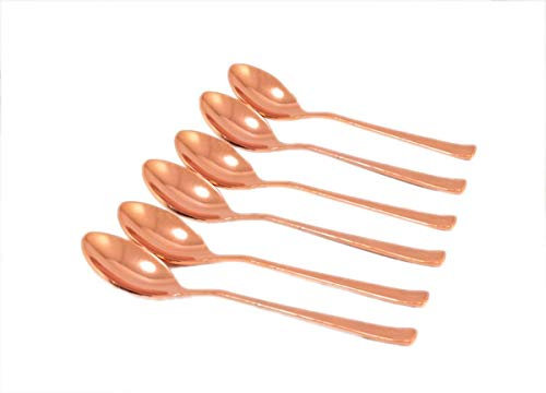 Radhna Indian Traditional Pack of 6 Copper Spoon Serving Spoon Tea Spoon Multipurpose Spoon Kitchen Tool for Home Hotel Restaurant
