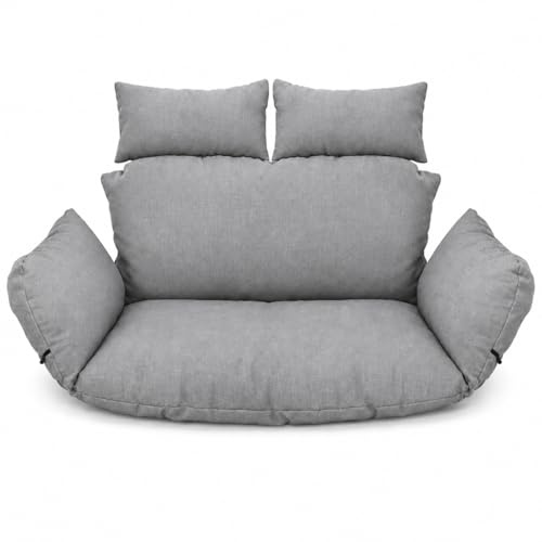 Ferocity Hängesessel Kissen 2 Personen Grau | Doppelkissen Polster für Polyrattan Hängeschaukel | 47x130x29 cm | Waschbar Outdoor Gartenkissen | Hängekorb Auflage Bodenkissen - Flax [114]